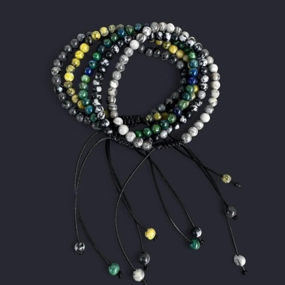 Gemstone Bead Bracelet Stack 4mm - 5pcs
